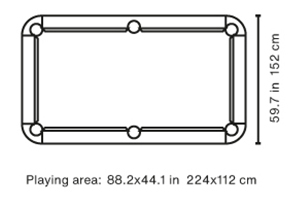 Diagonal 8' Pool Table Dimensions