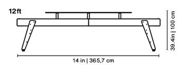 Track 12' Outdoor Shuffleboard Dimensions